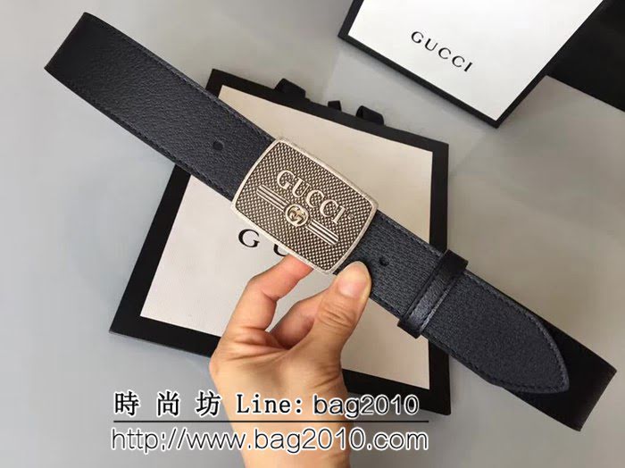 古馳CUCCI 頭層牛皮材料製作-豬皮紋 純銅五金男士皮帶 GHG1117